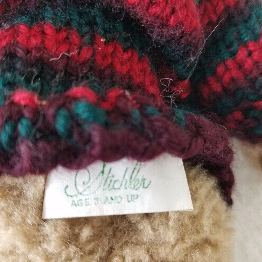 Stichler blonde bear plush‎ with multicolored sweater headband jointed legs